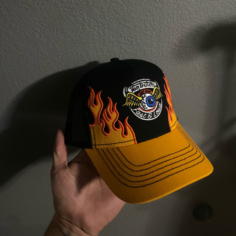 Von Dutch Black and Orange Mesh Cap